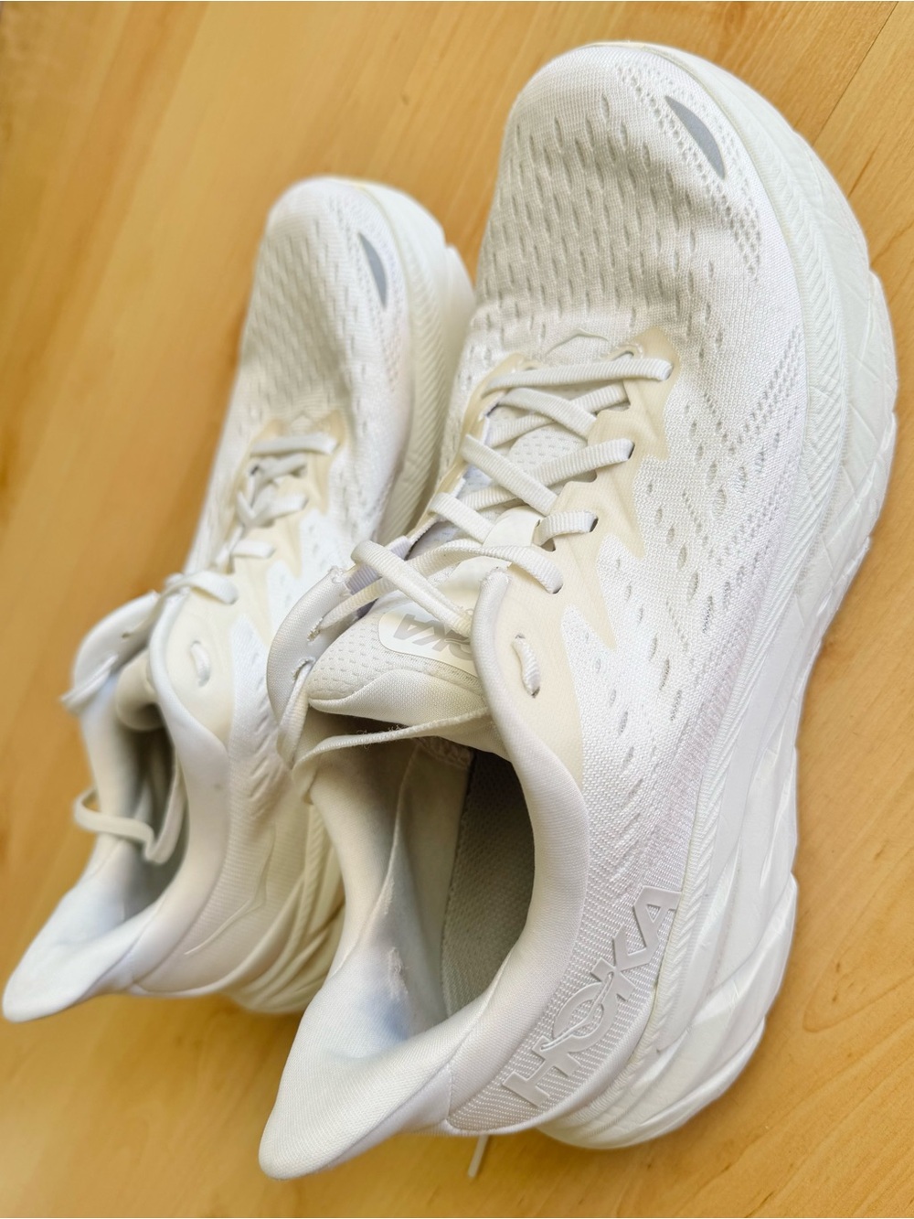 Hoka Clifton 8 All-White Cushioned Running Sneakers